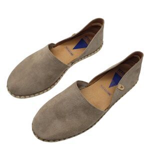 Verbenas Womens Carmen Espadrille Size 40 9 Taupe Gray Suede DOrsay Flat Shoes